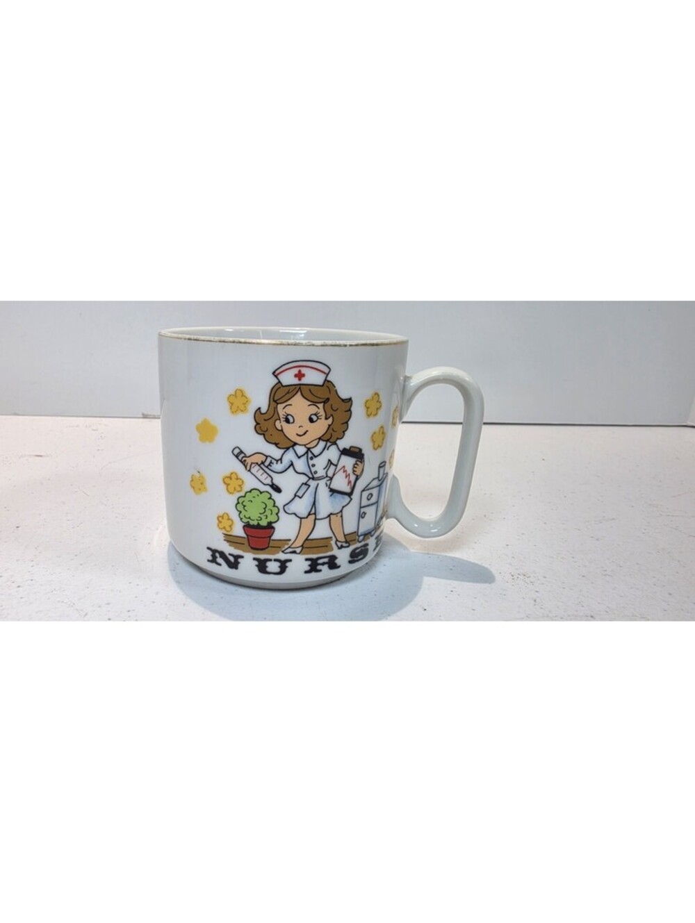 Vintage Nurse Ceramic Coffee Mug 1336 Retro Nurse Medical Graphic 3.5"